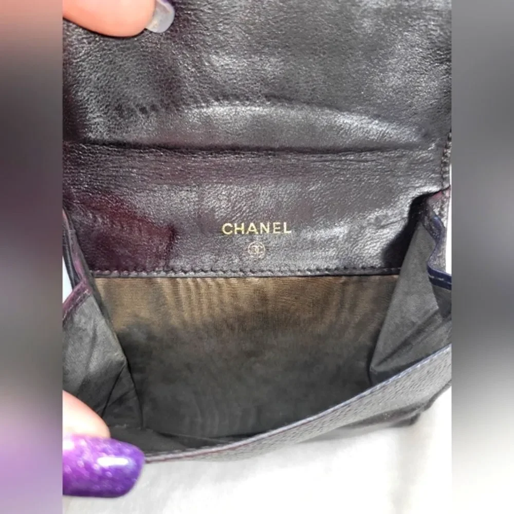 Authentic Chanel Caviar Leather Compact Wallet